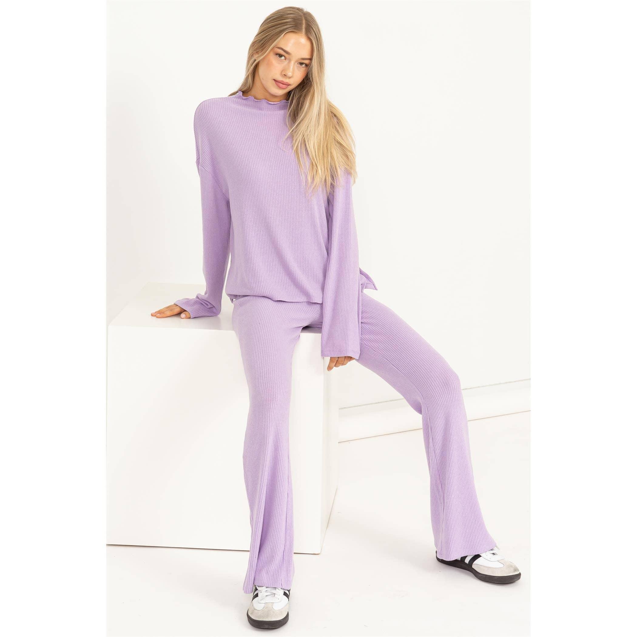 Lavender Oversized High Neck Top With Side Slit Product Image