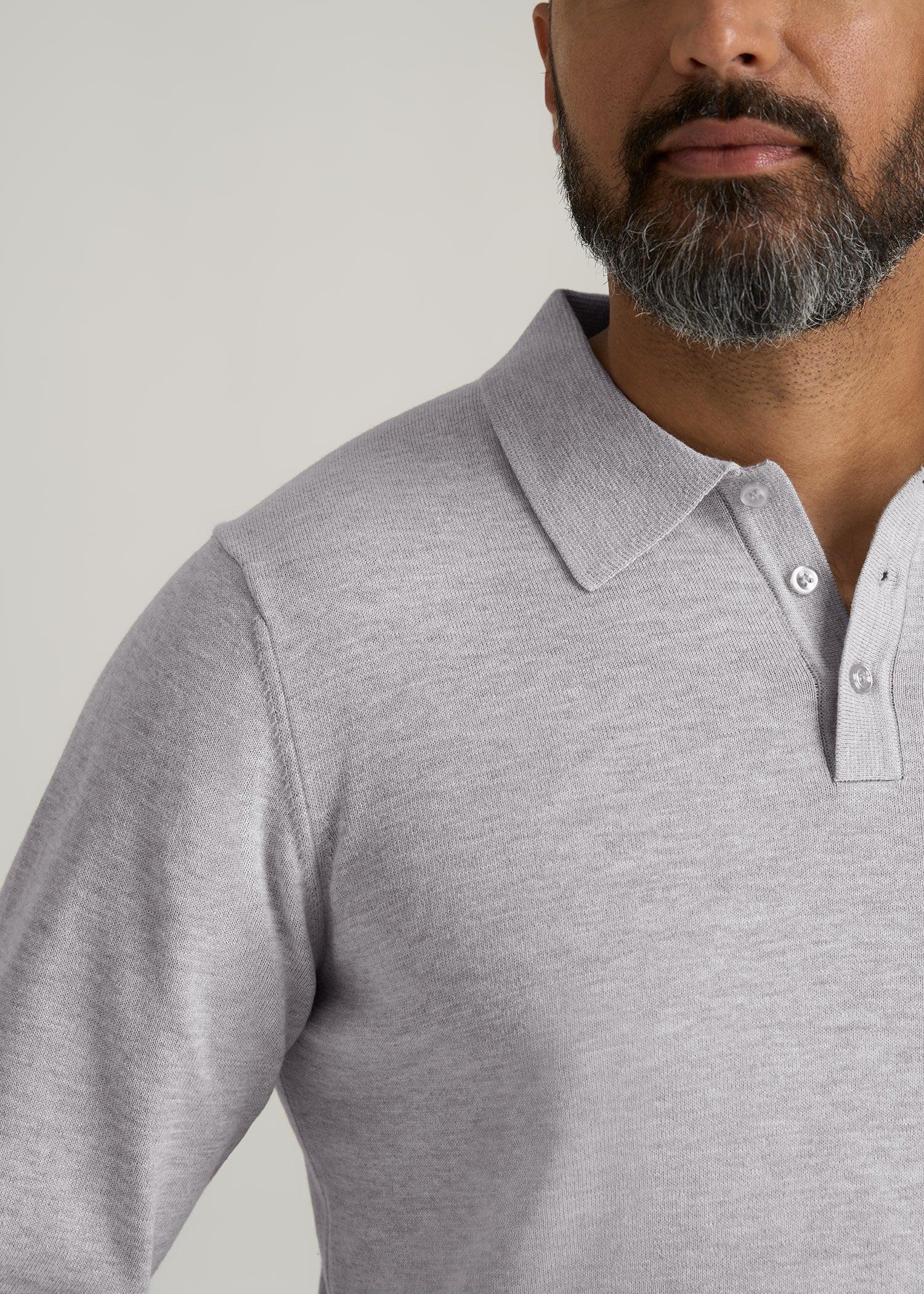 Men’s Tall Polo Sweater in Light Grey Product Image