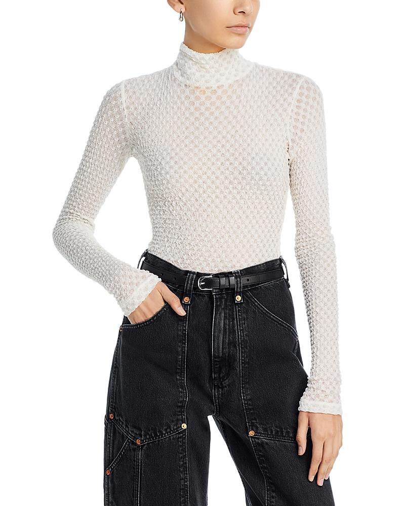 Stretch Mesh Lace Turtleneck Product Image