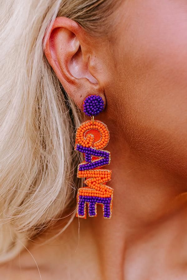 Game Day Beaded Earrings In Orange Product Image