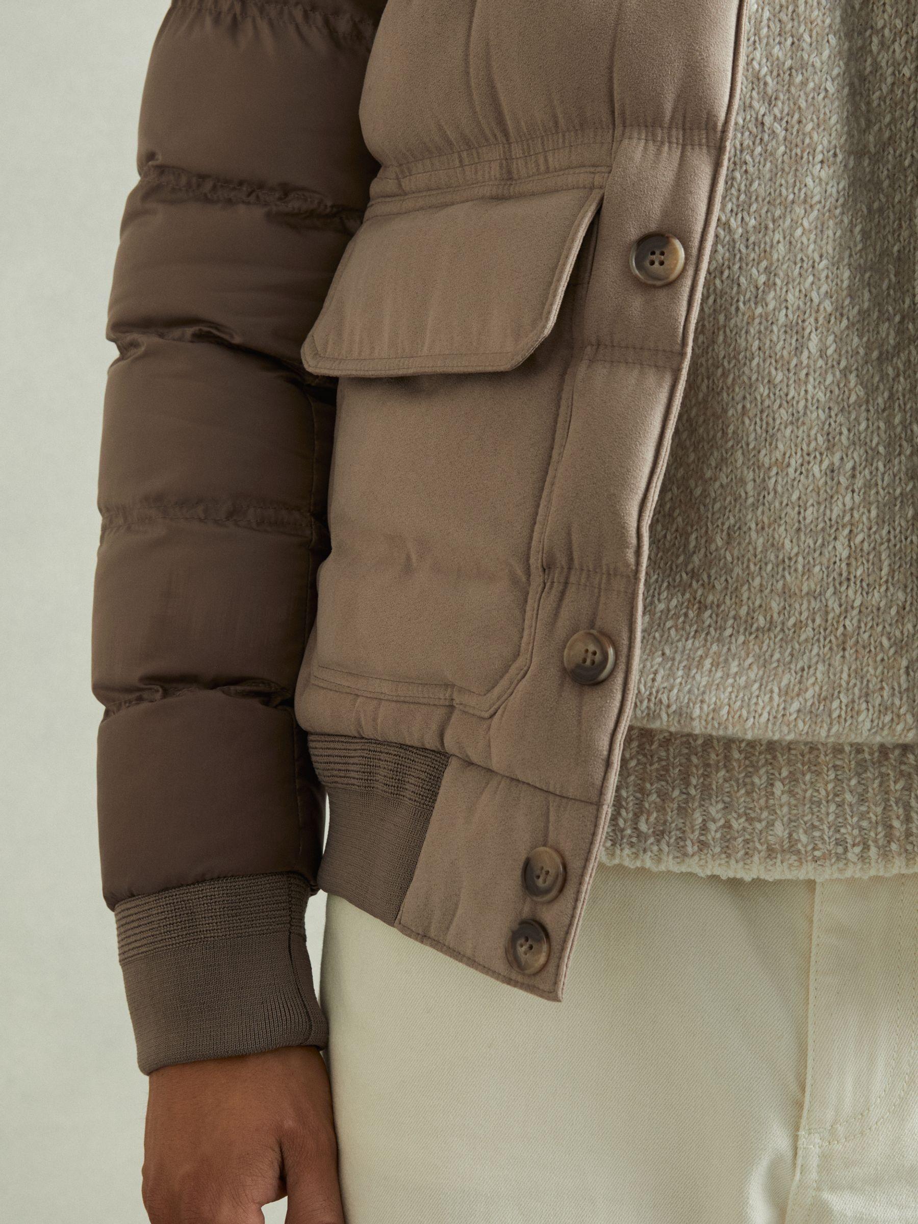 Patch-Pocket Quilted-Alcantara Jacket in Stone Product Image