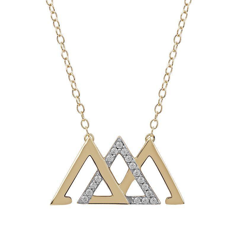 DeCouer 1/10 Carat T.W. Diamond Interlocked Triangle Necklace, Womens Gold Tone Product Image