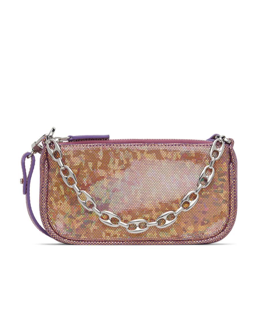 BY FAR Rachel Zipped Mini Hologram Bag In Brown Product Image