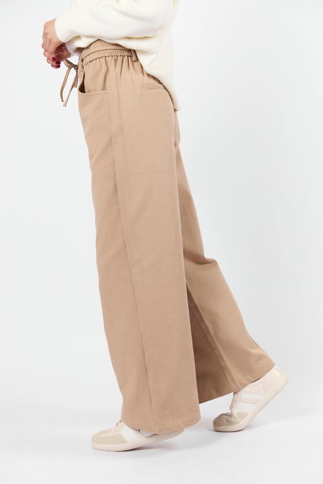 New Flow Khaki Pull On Wide Leg Pants Product Image