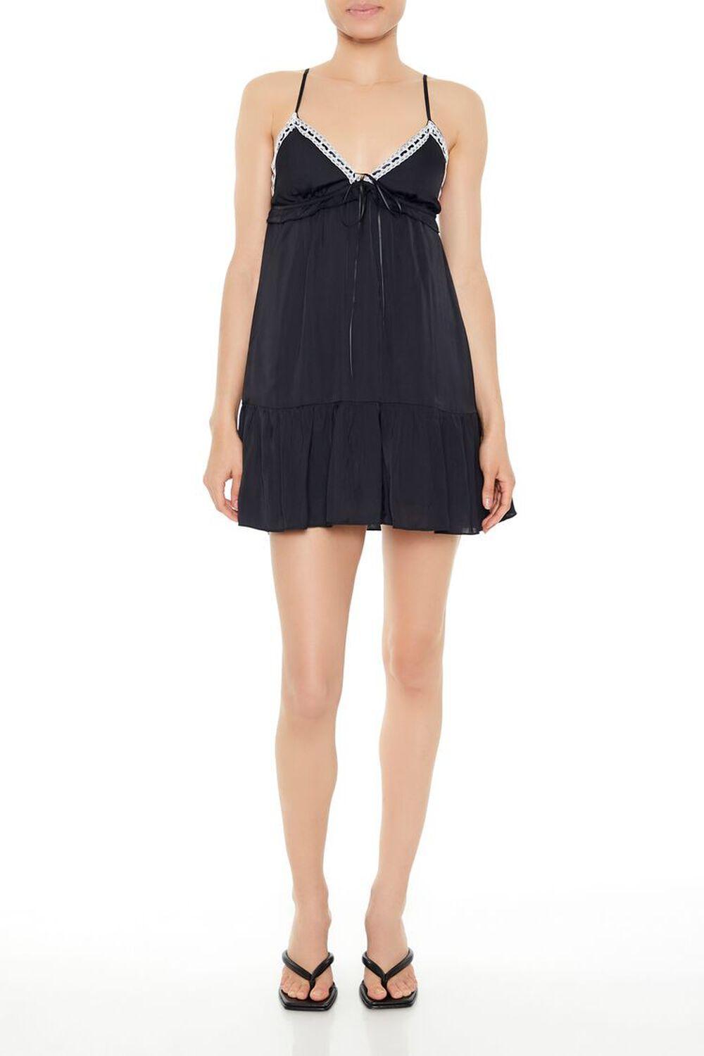 Lace-Trim Babydoll Mini Dress | Forever 21 Product Image