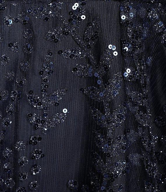 Blondie Nites Glitter Pattern Cinched Front Lace-Up Back Fit & Flare Dress Product Image