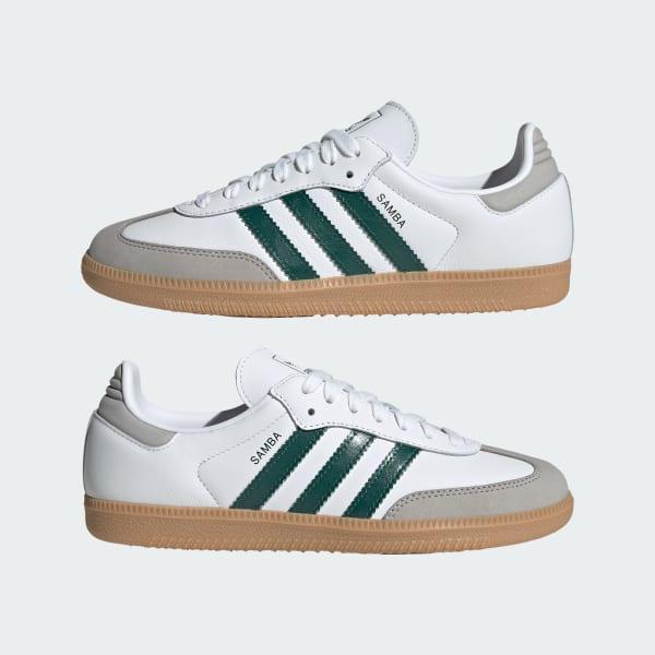 Womens adidas Samba OG Athletic Shoe - Cloud White / Collegiate Green / Grey Two Product Image