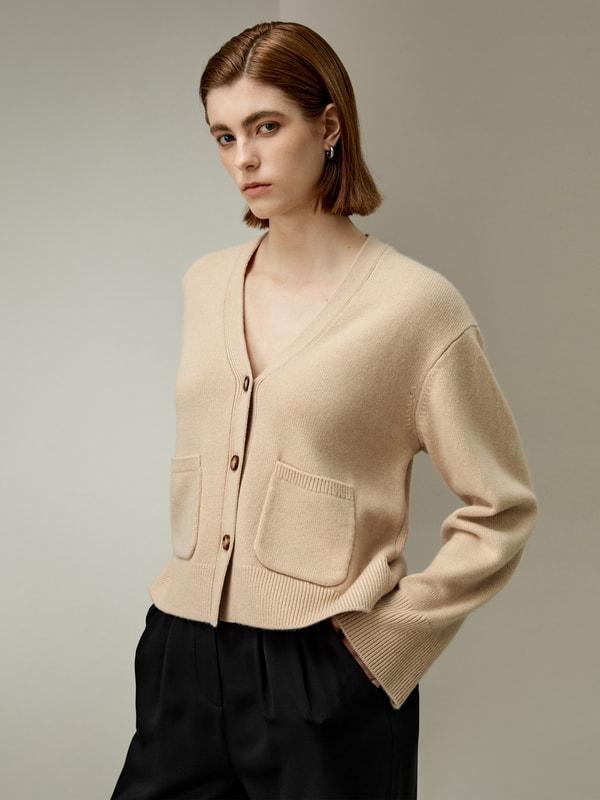 Cropped Wool-Cashmere Blend Cardigan Product Image