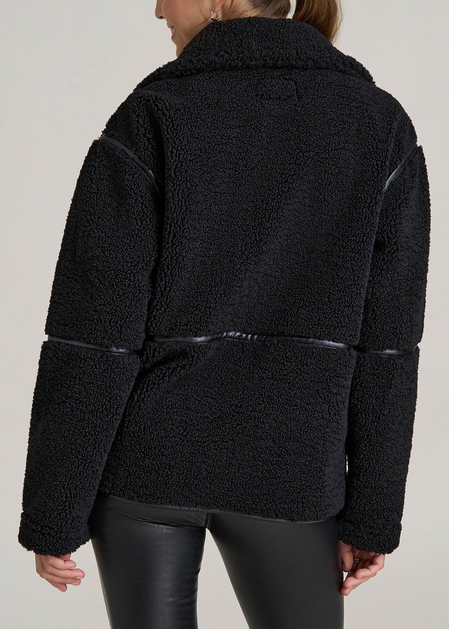 Relaxed Shearling Jacket for Tall Women in Black Female Product Image