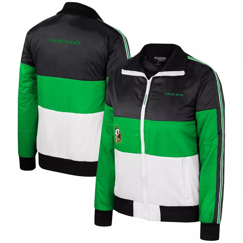 Women's The Wild Collective  Green Oregon Ducks Color-Block Puffer Full-Zip Jacket, Size: Medium Product Image