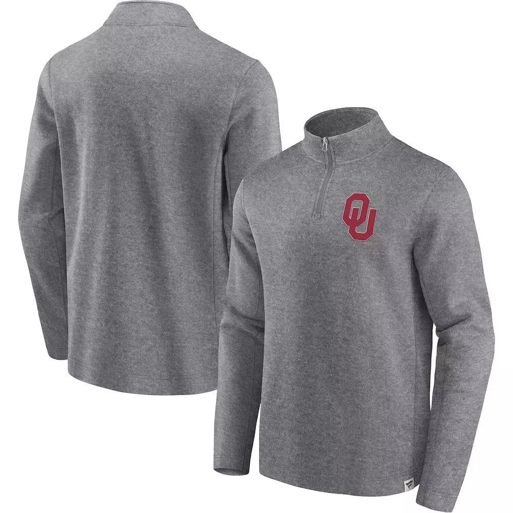Men's Fanatics Branded Heather Gray Oklahoma Sooners Vintage Fleece Quarter-Zip Jacket,  Product Image