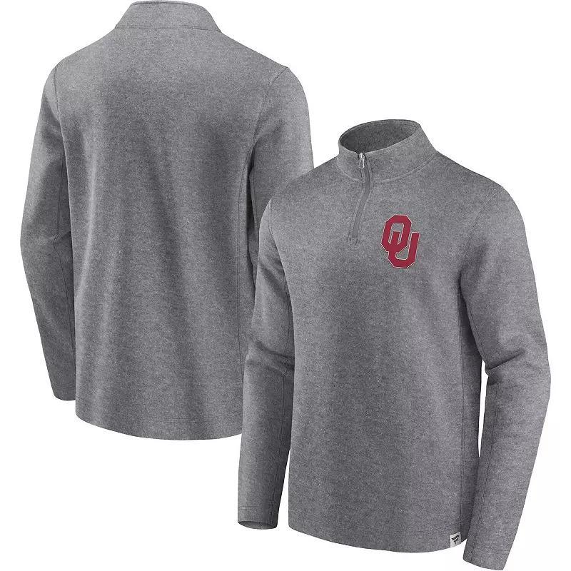 Men's Fanatics Branded Heather Gray Oklahoma Sooners Vintage Fleece Quarter-Zip Jacket,  Product Image