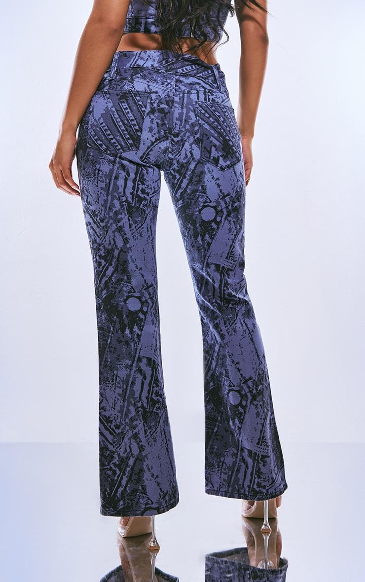 Blue Jean Print Flared Jeans Product Image