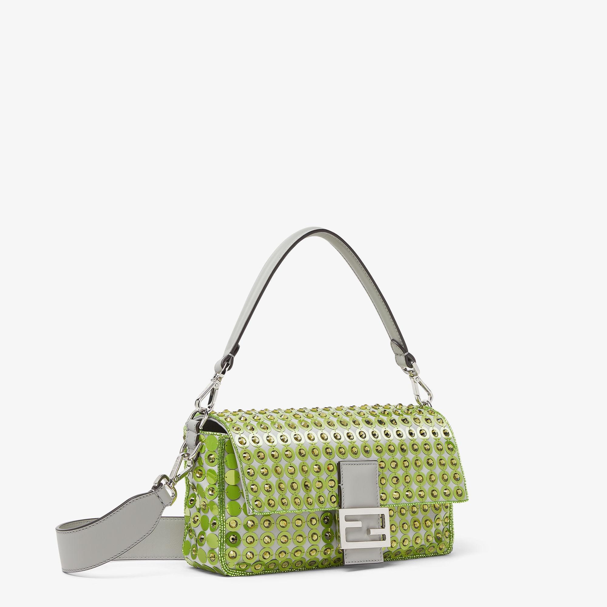 BaguetteBag embroidered with green sequins and rhinestones Product Image