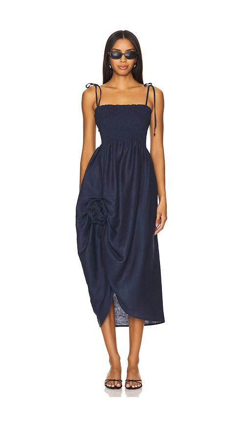 Atlanta Linen Strap Dress With Rose Detail Sleeper Product Image