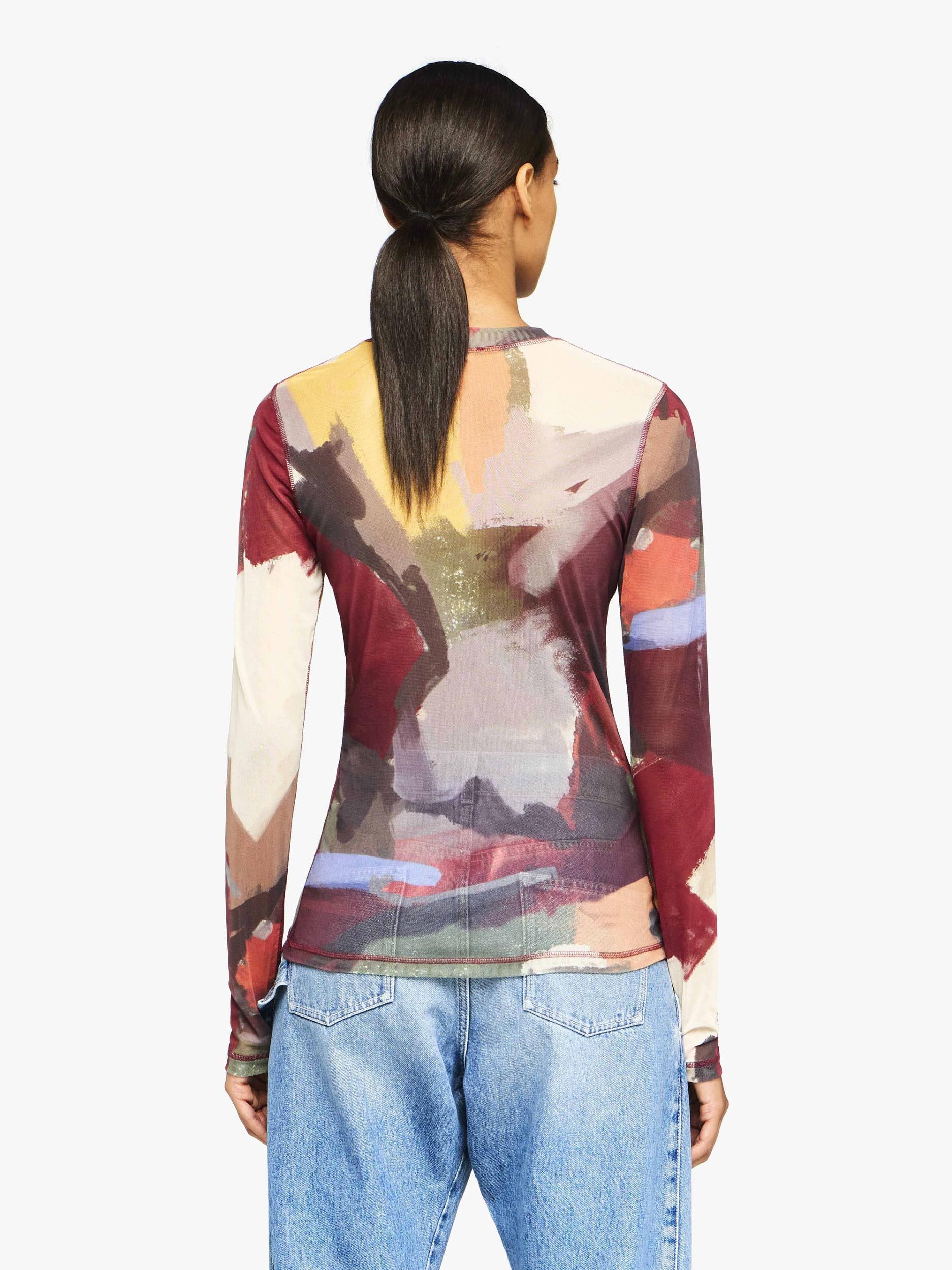 'ABSTRACT' PRINT - SHEER LONG SLEEVE TOP Product Image