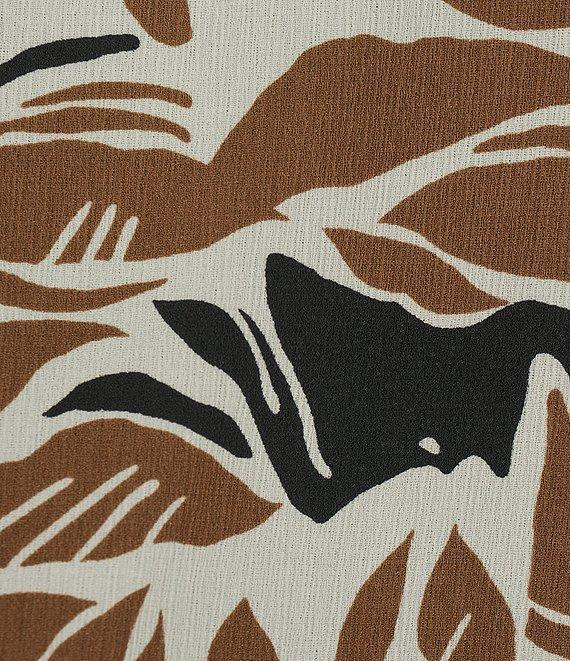 Investments Abstract Leaves Print Dolman Long Sleeve Button Front Point Collar Blouse Product Image