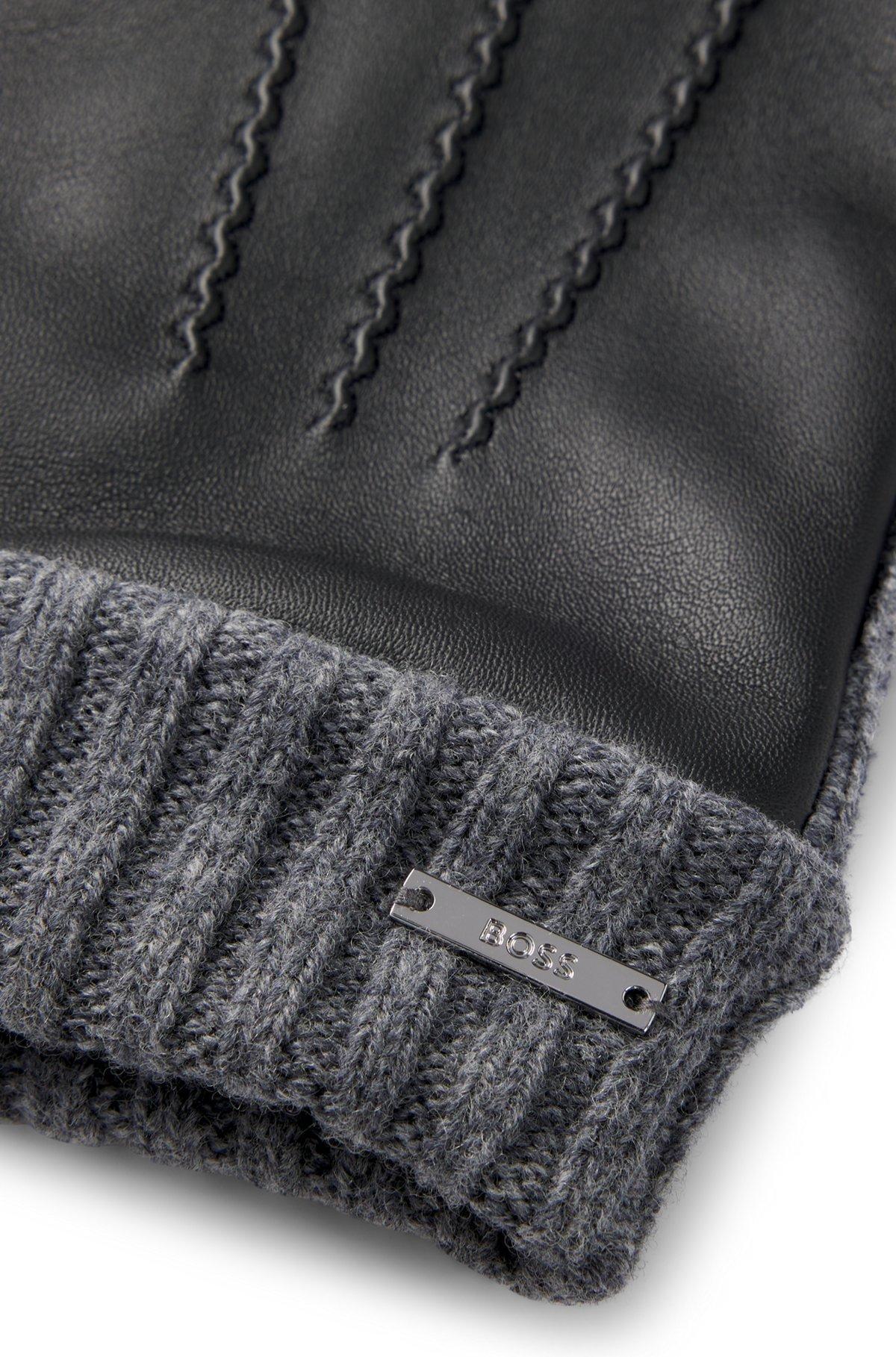 Logo-trim gloves in wool and leather Product Image