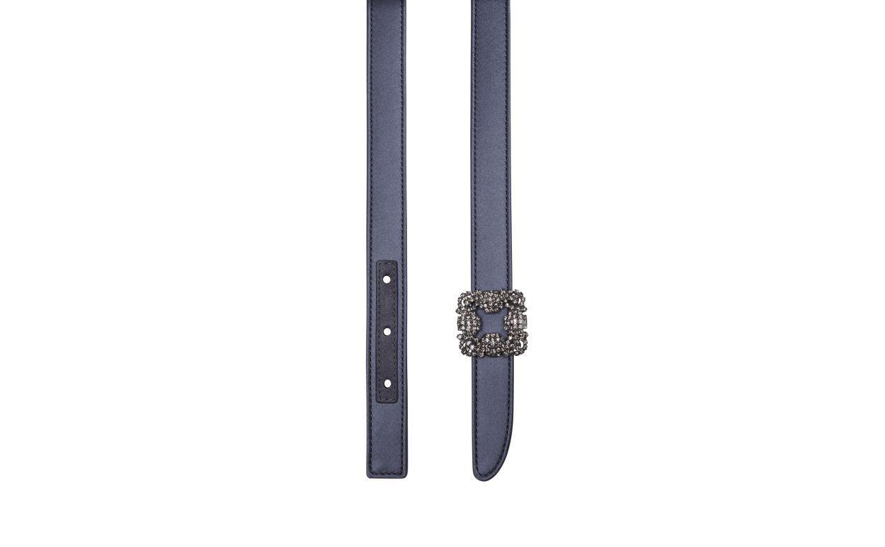 HANGISI BELT MINI Blue-Grey Satin Crystal Buckled Belt Product Image