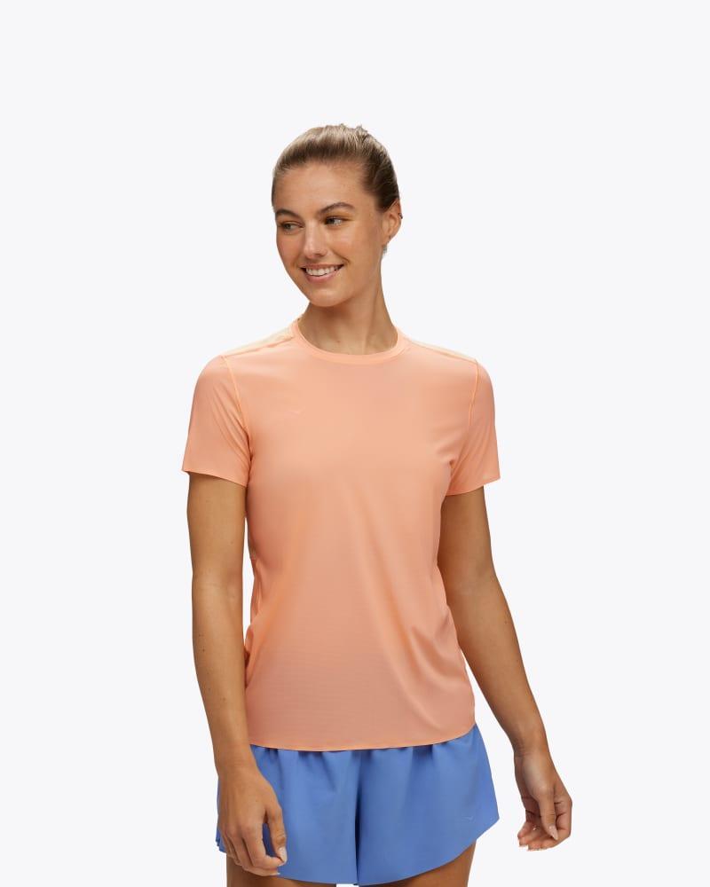 HOKA Womens Airolite Run Short Sleeve Shirt in Aster Flower, Size Small Product Image