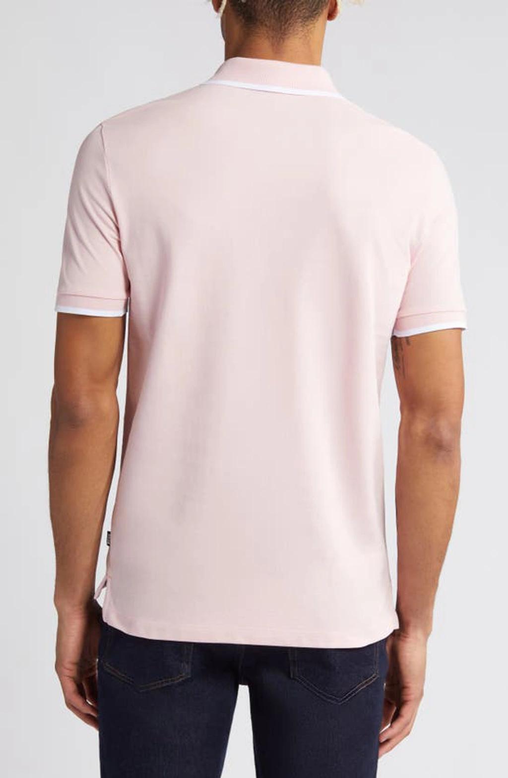 HUGO BOSS Parlay Tipped Cotton Polo In Light Pink Product Image