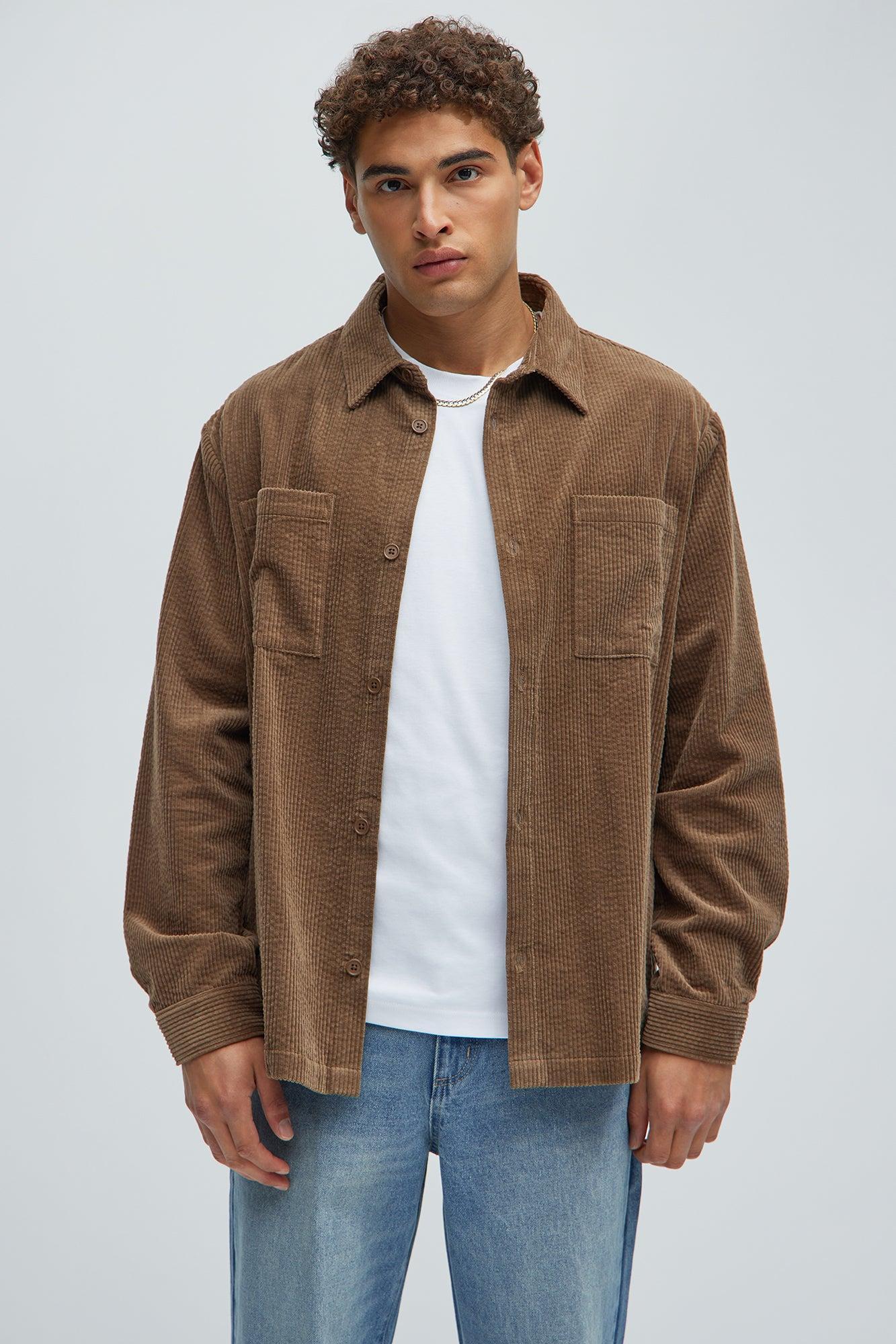 Corduroy Pocket Button Up Shirt - Brown Product Image