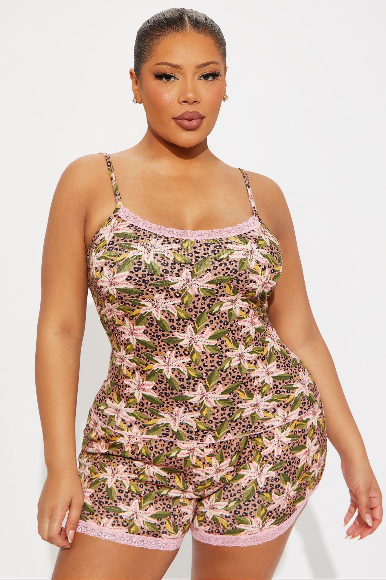 Wild Tropics Pointelle Cami PJ Short Set - Leopard Female Product Image