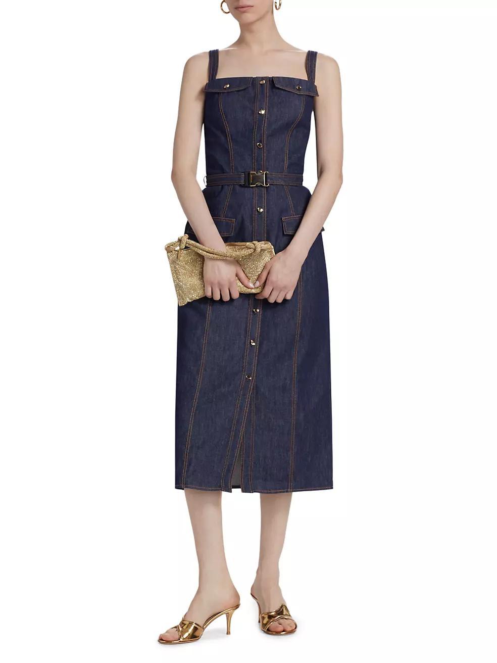 Shea Denim Button-Front Midi-Dress Product Image