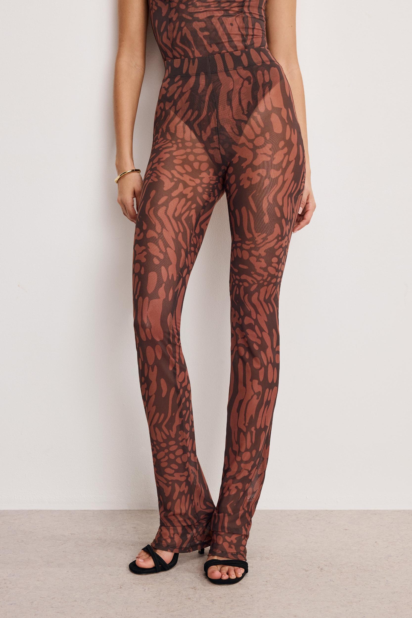 MESH MICRO BOOT LEGGINGS | JAVA WARPED LEOPARD001 Product Image