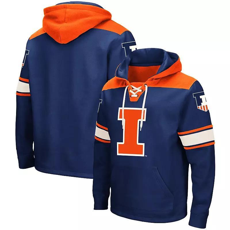 Men's Colosseum Navy Illinois Fighting Illini 2.0 Lace-Up Pullover Hoodie, Size: Medium, Blue Product Image