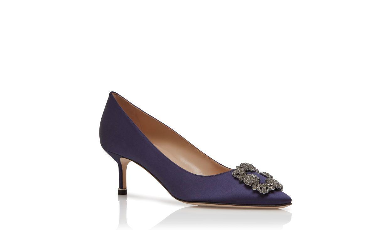 HANGISI 50 Dark Blue Satin Jewel Buckle Pumps Product Image