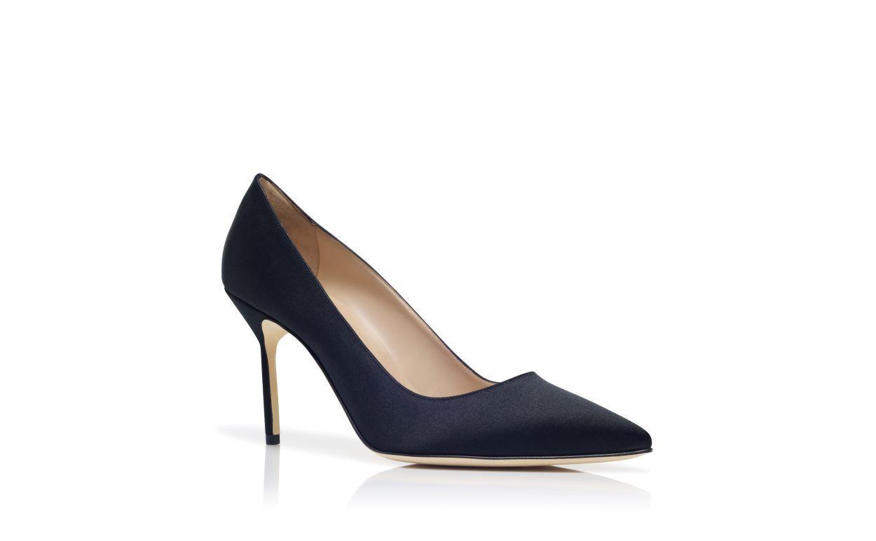 BB Black Satin Pointed Toe Pumps Product Image