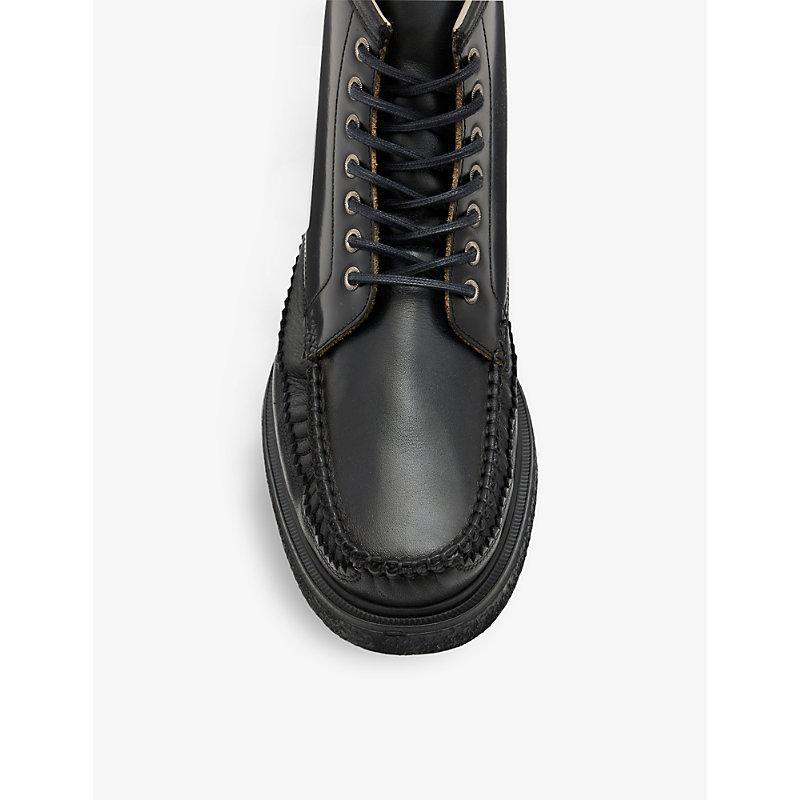 ALLSAINTS Gibbs Moccasin Leather Boots In Black Product Image