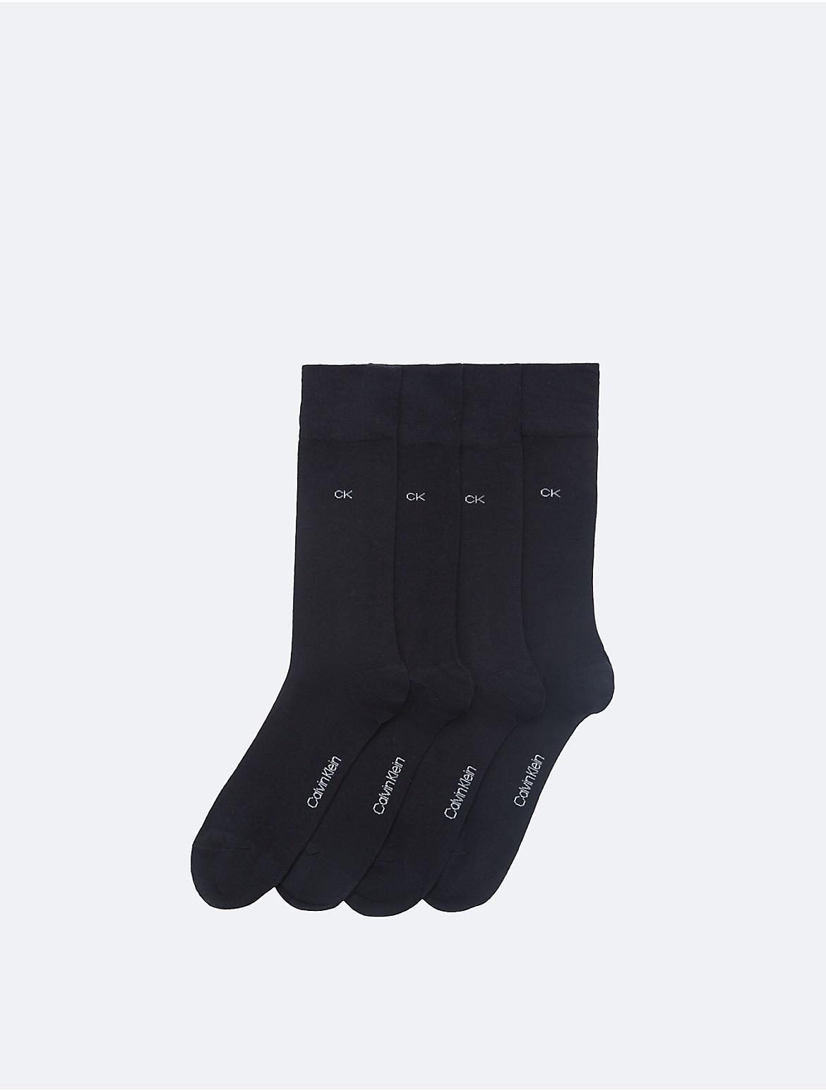 Calvin Klein Mens Flat Knit Logo 4-Pack Dress Socks - Black Product Image