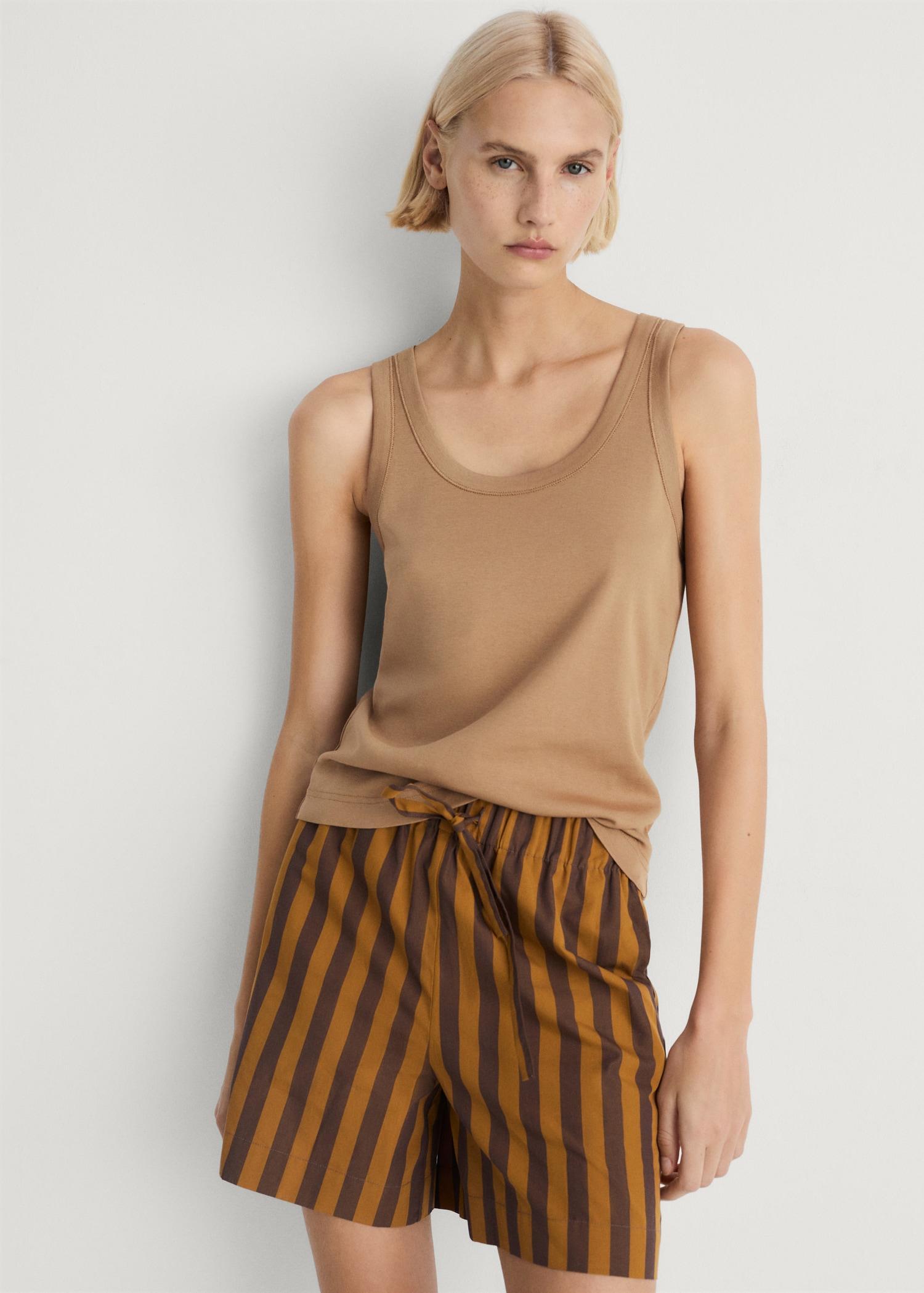 Cotton top with straps - Women | MANGO USA Product Image