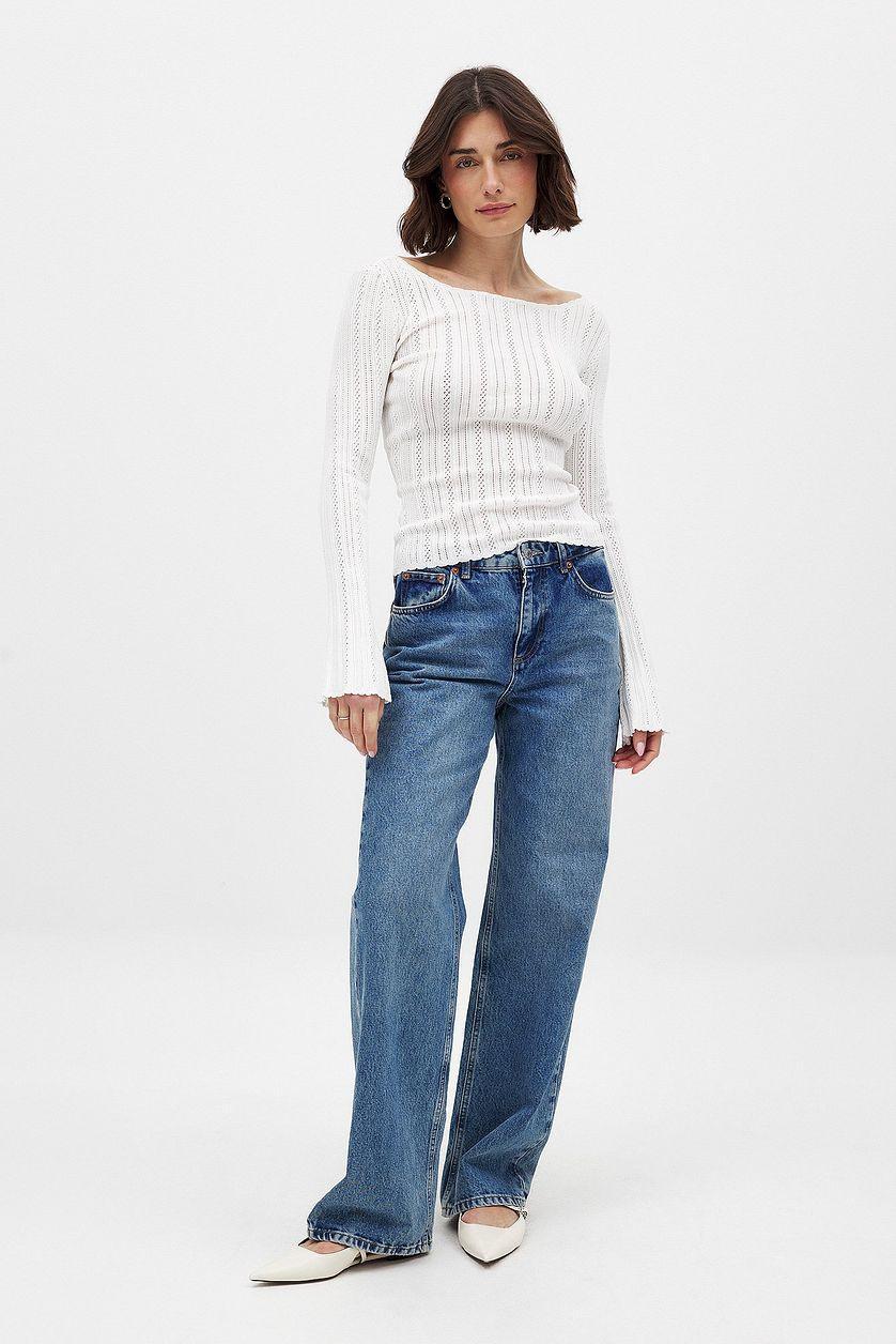 Knitted Pointelle Long Sleeve Top Product Image