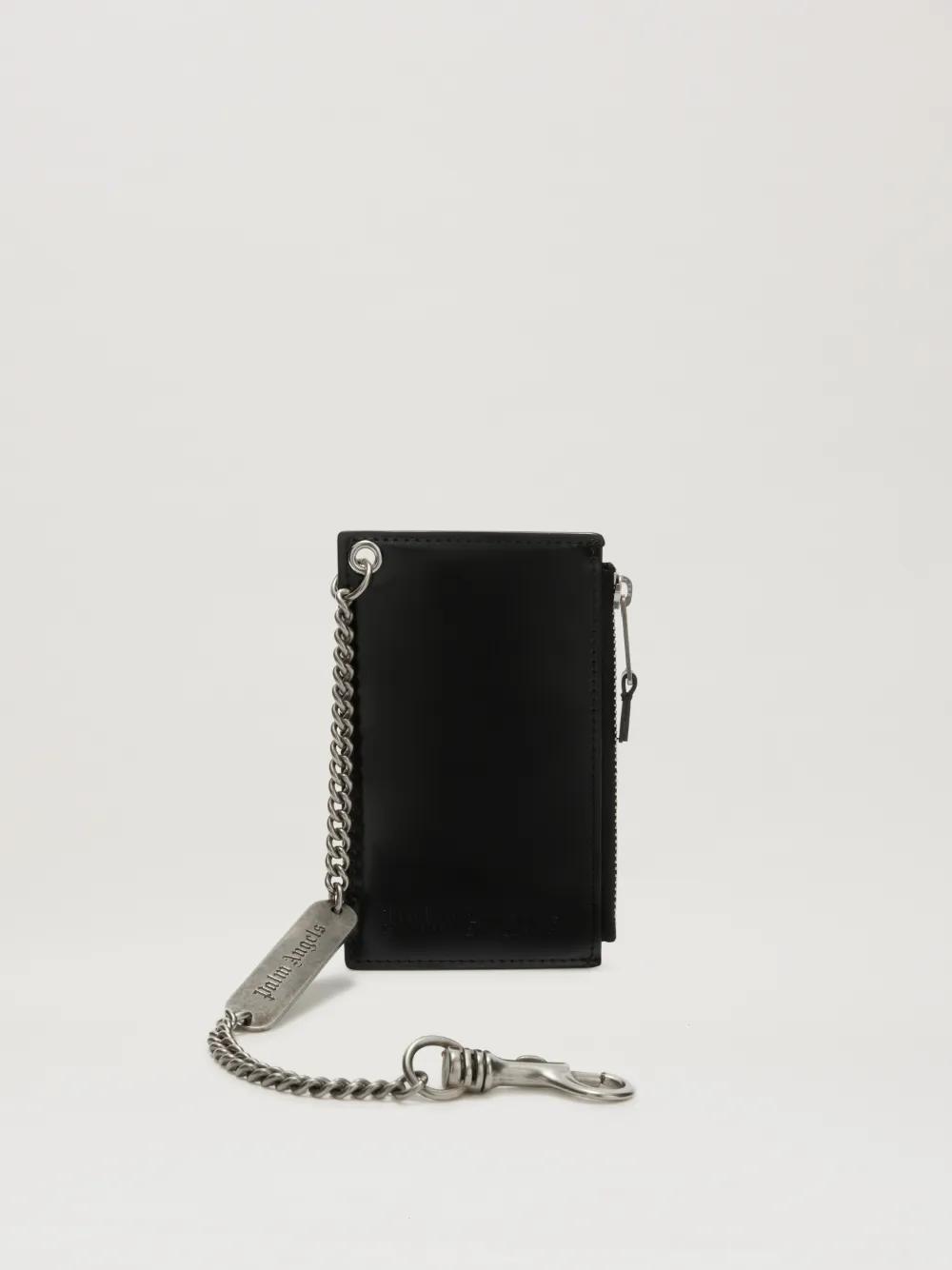 Logo Card holder in  1000 black  - Palm Angels® Official  Product Image