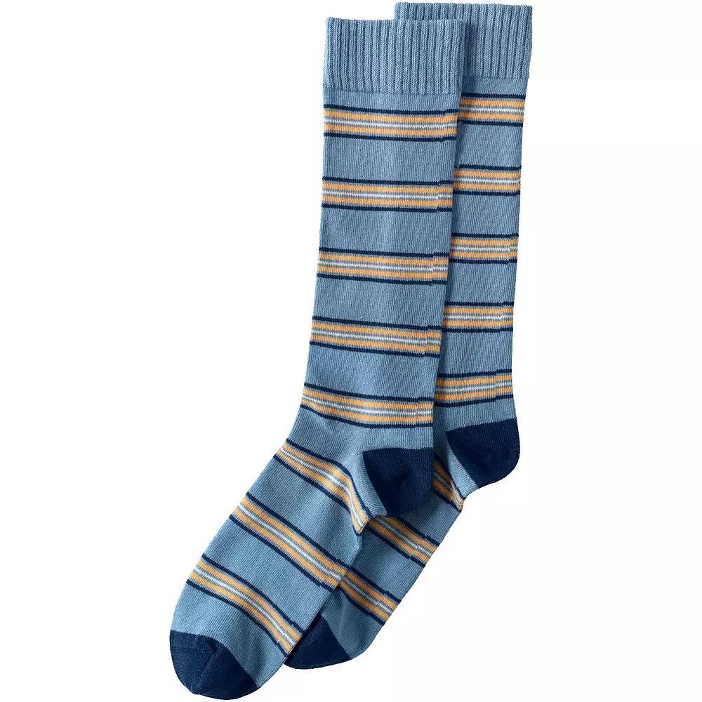 Men's Lands' End Novelty Crew Socks, Orange Rugby Stripe Product Image