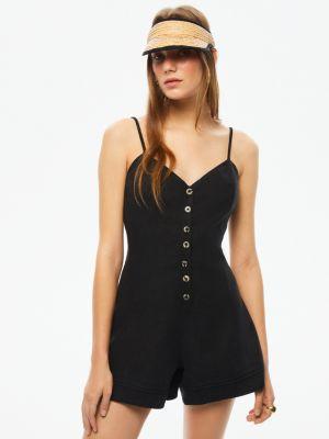 Nocturne Womens Mini Linen V-Neck Jumpsuit Product Image