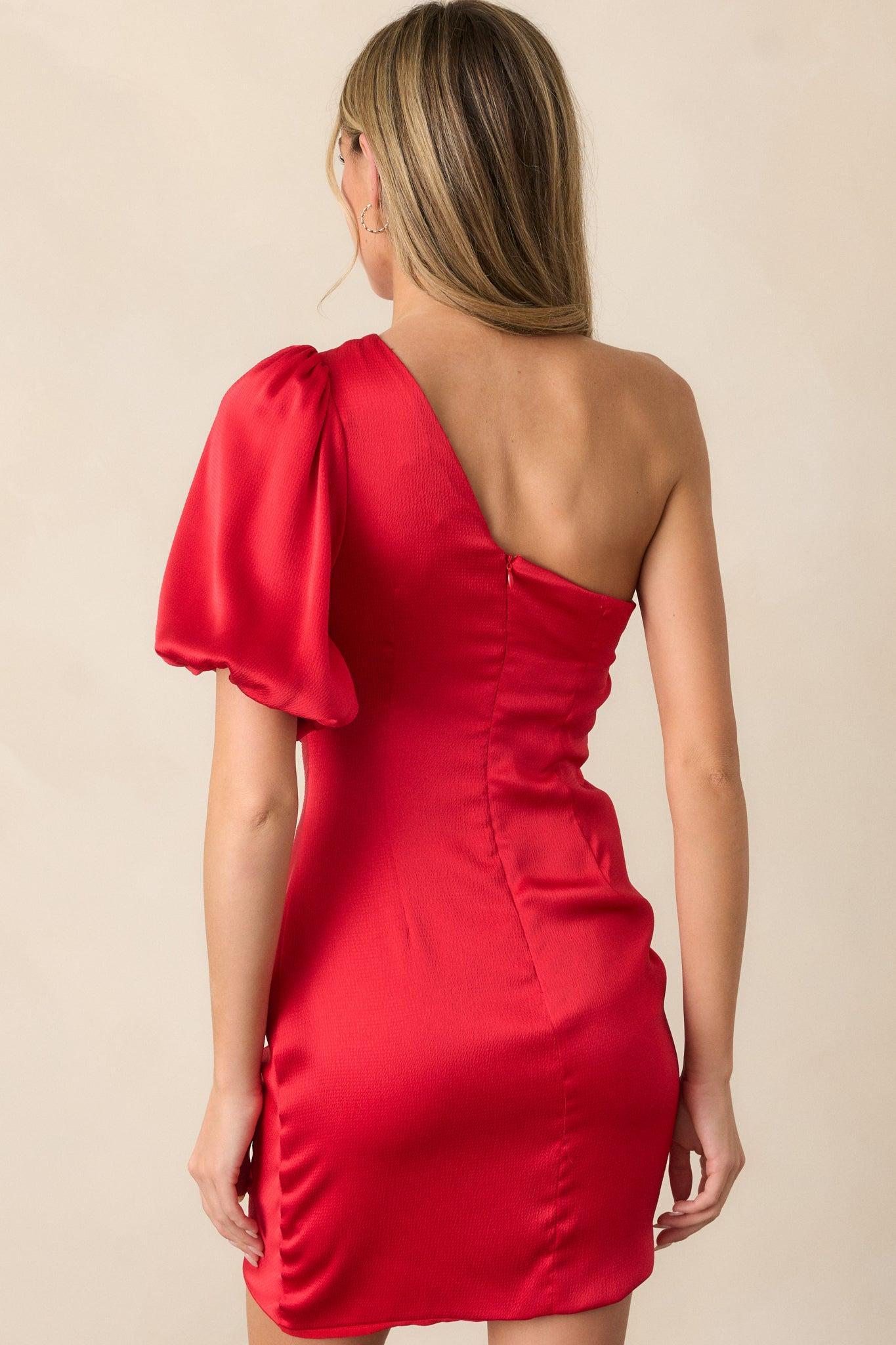 MINKPINK Sonia One Shoulder Red Mini Dress Product Image