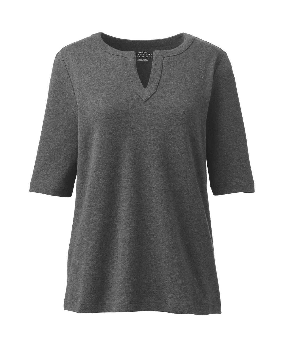 Womens Lands End Modern Half Sleeve Splitneck Top Dark Blue Blue Product Image