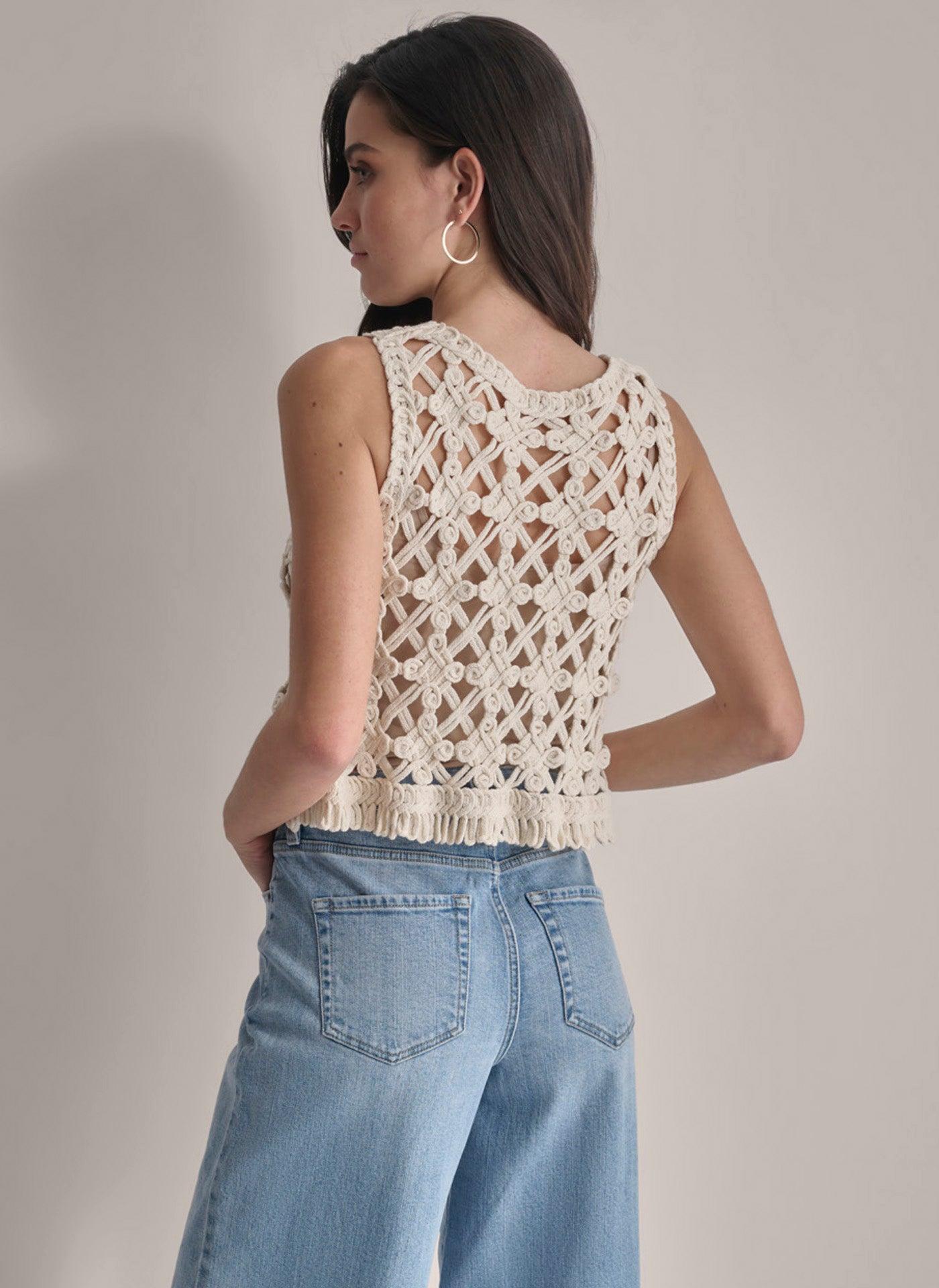 CROPPED FRINGE CROCHET TANK Product Image