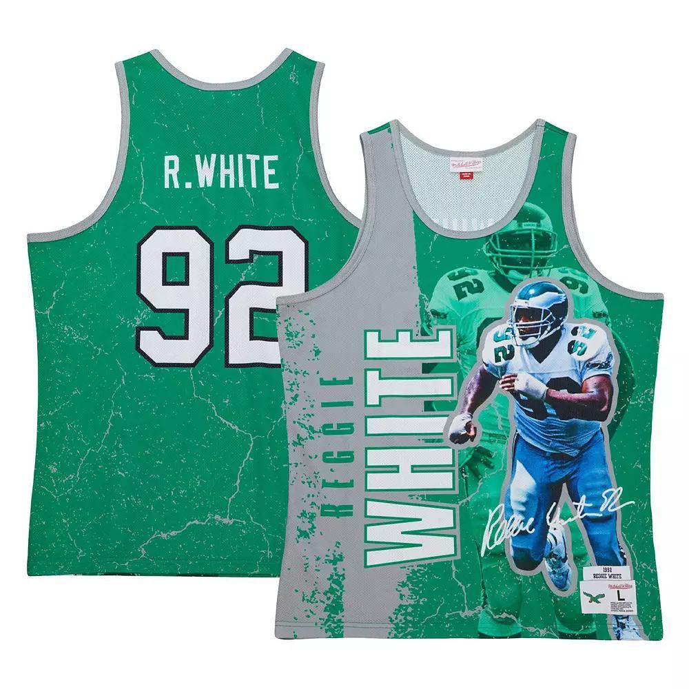 Men's Mitchell & Ness Reggie White Kelly Green Philadelphia Eagles 1992 Player Burst Tank Top,  Product Image