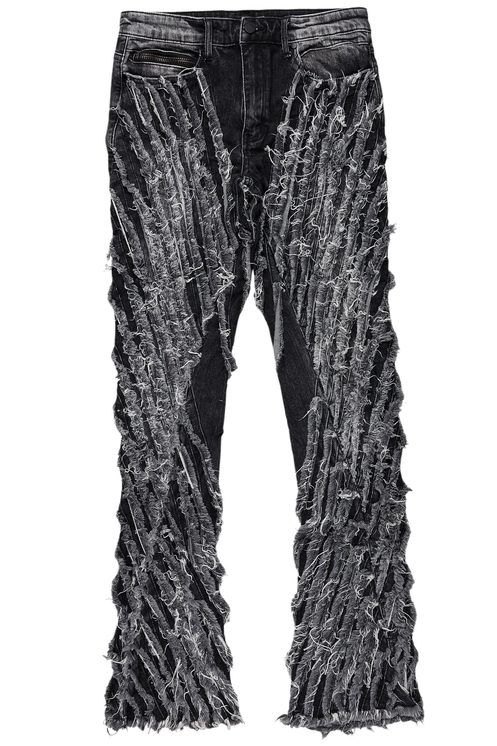 Figg Dark Grey Stacked Flare Jean Male Product Image