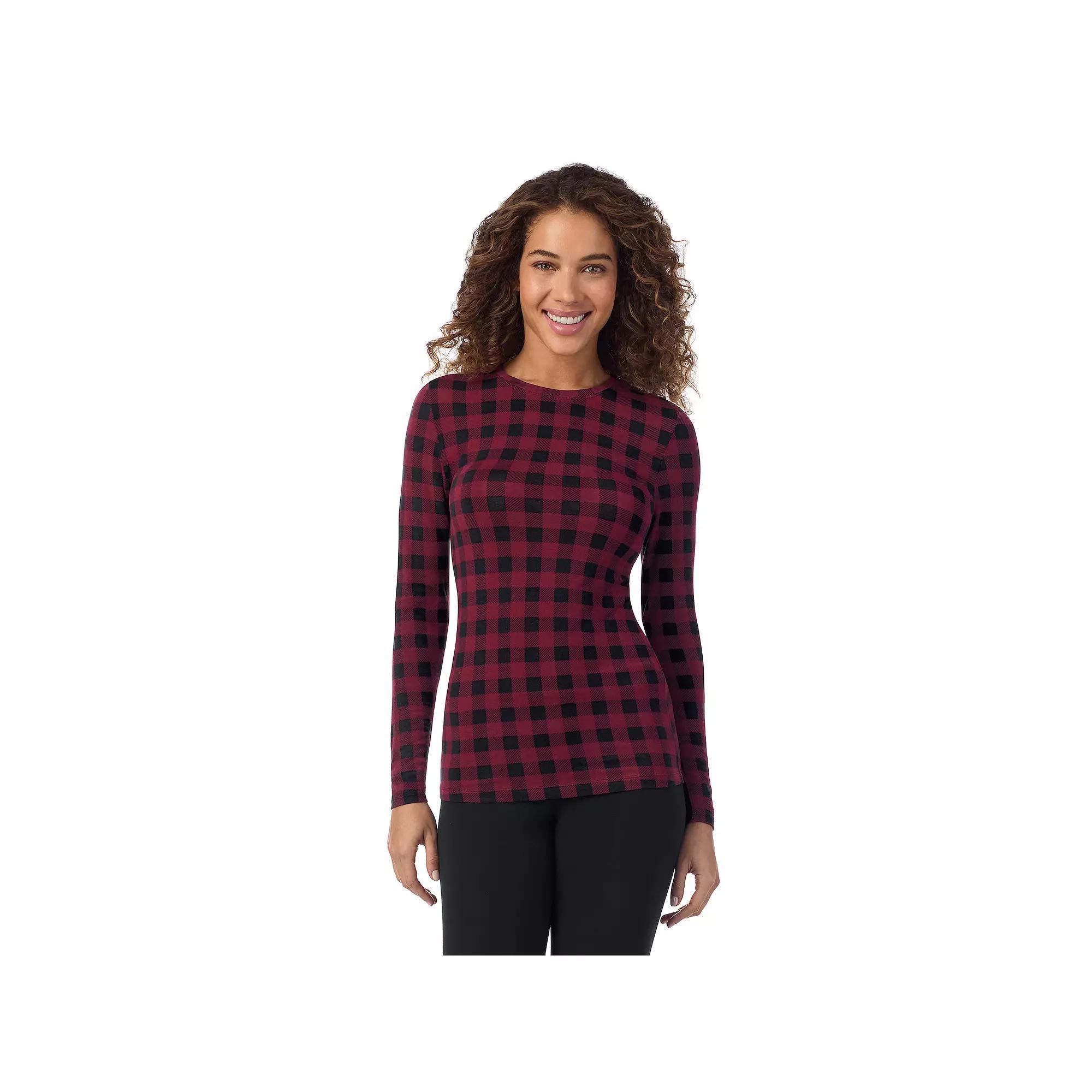Women's Cuddl Duds® Softwear with Stretch Long Sleeve Top, Size: XS, Red Buffalo Check Product Image