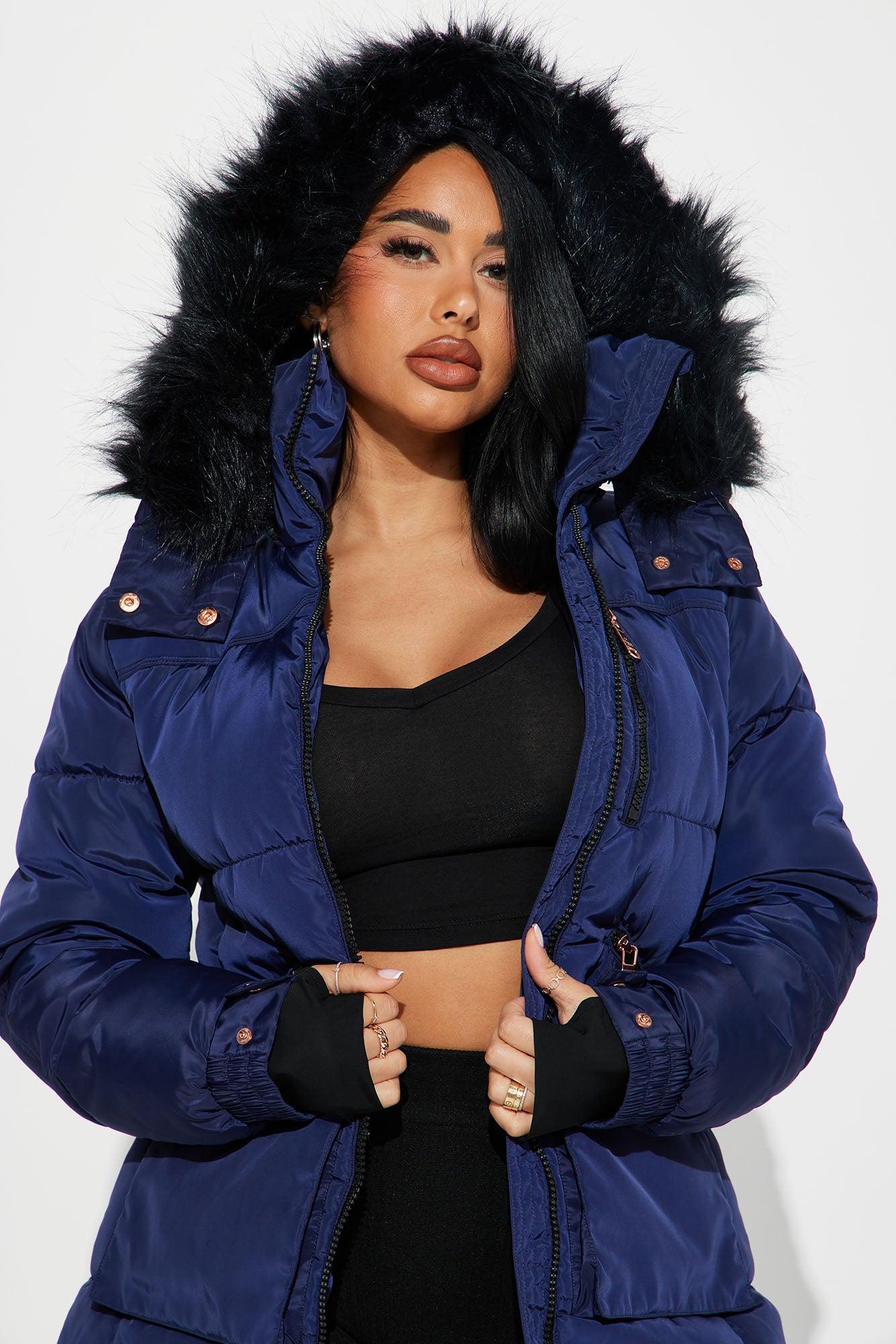 Cold Feelings Puffer Jacket - Navy Product Image
