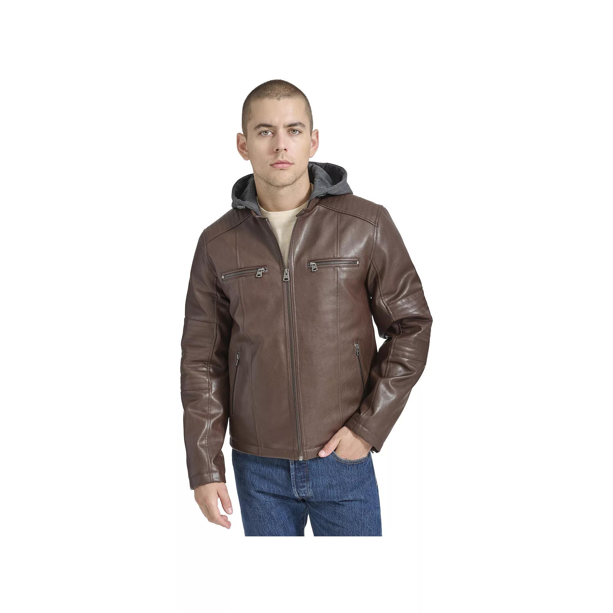 Men's Levi's® Faux Leather Racer Jacket, Size: Large, Russet Brown Product Image