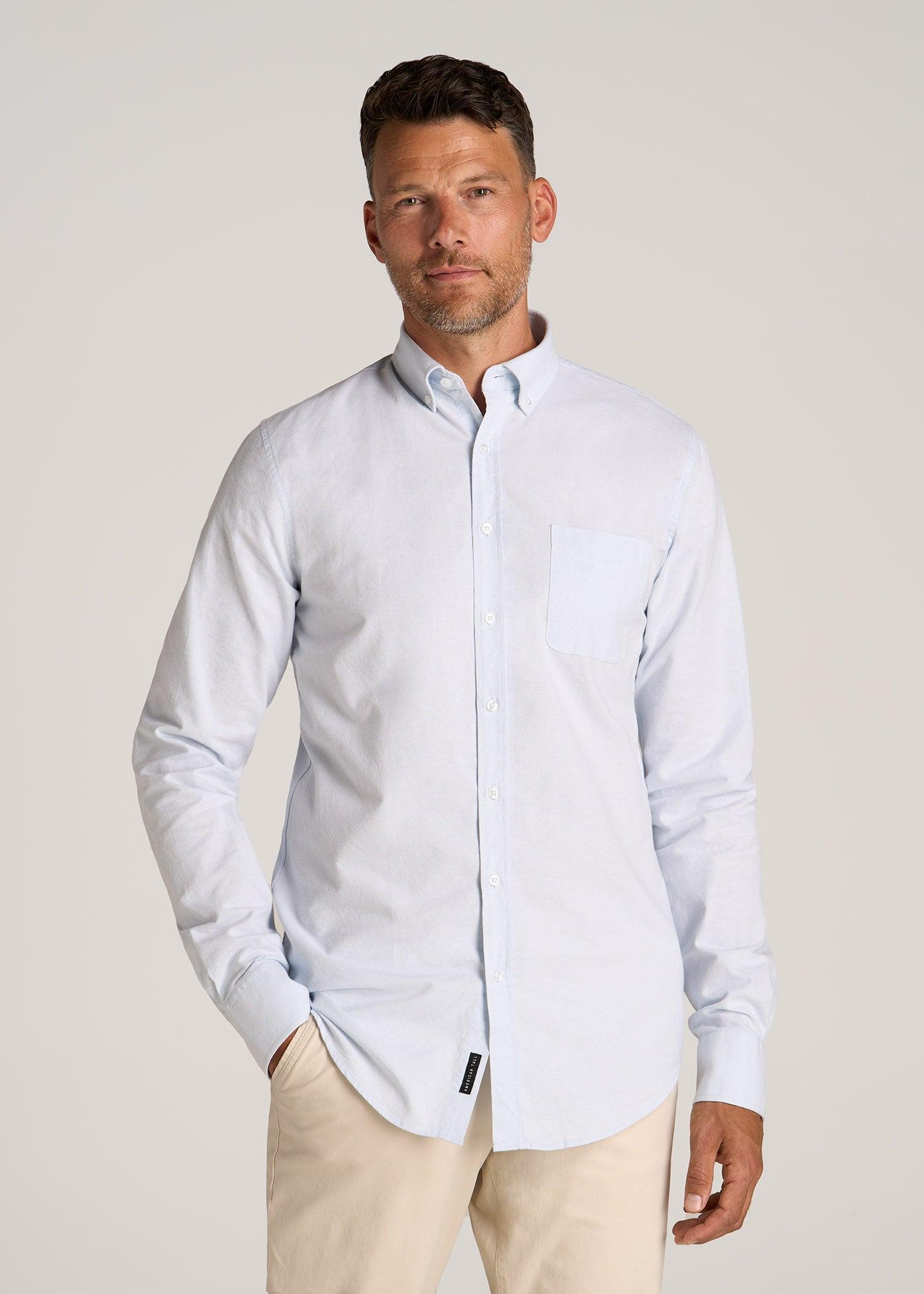 Washed Oxford Shirt for Tall Men in Light Blue Male Product Image