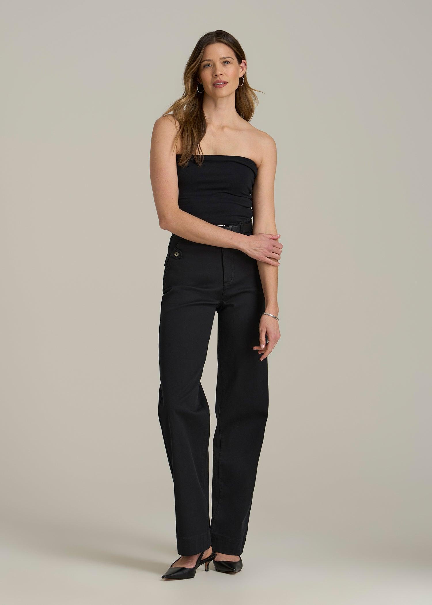Stretch Twill Wide Leg Pant for Tall Women in Black Female Product Image