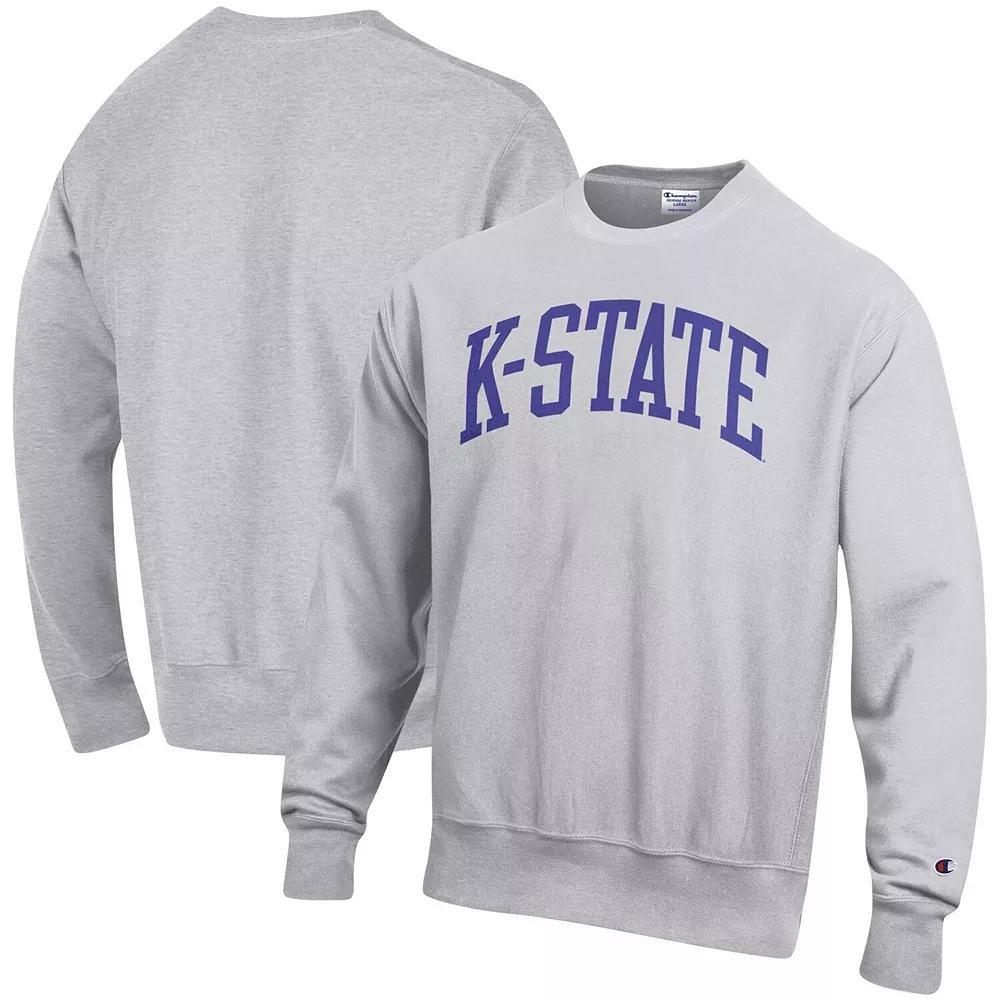Men's Champion Heathered Gray Kansas State Wildcats Arch Reverse Weave Pullover Sweatshirt, Size: XL, Grey Product Image